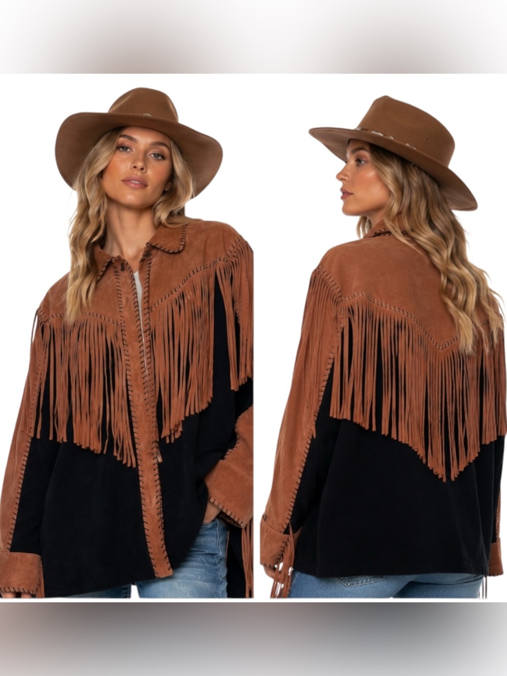 Vintage BOB MACKIE Suede Fringe western boho Jacket
